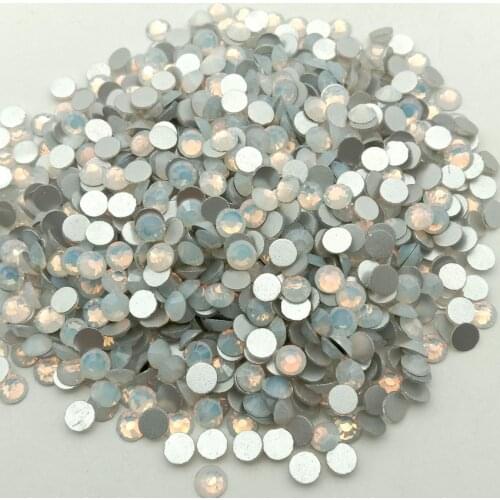 SS3-SS30 White Opal Non Hot Fix Rhinestone Flat Back Nail Art Decorations Crystal Glass Strass Glue On For Garment