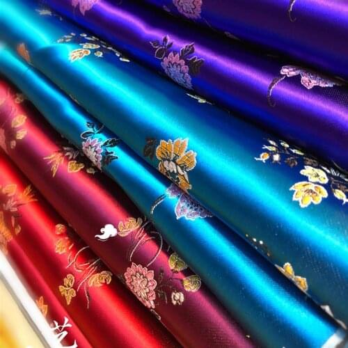 90*100cm Chinese Style Brocade Imitation Silk Satin Fabric For Cheongsam Kimono Tang Suit Cushion Patchwork Needlework Material