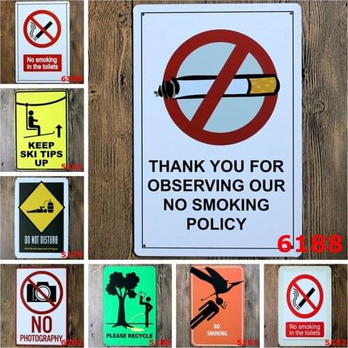 Vintage Metal Signs of Thank You for Observing Our No Smoking Policy Keep Ski Tips Up Do Not Disturb Personalized Room Door Sign