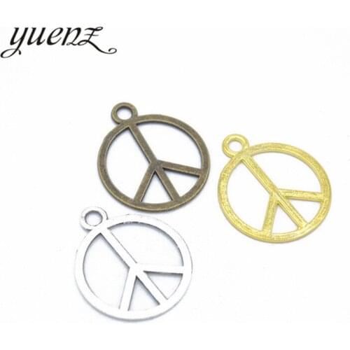 YuenZ 20pcs Alloy Metal Antique Silver color peace Pendants Charms DIY Jewelry Findings For Necklace Jewelry Making 25*21mm J145