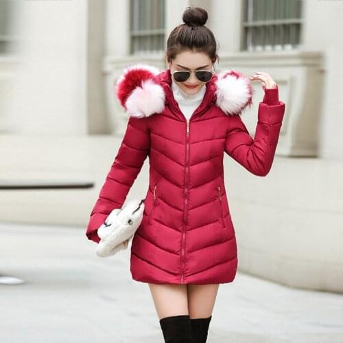 Faux Fur womens winter jacket 2020 fur collar female jacket slim cotton-padded long jacket outerwear female coat parka S-3XL