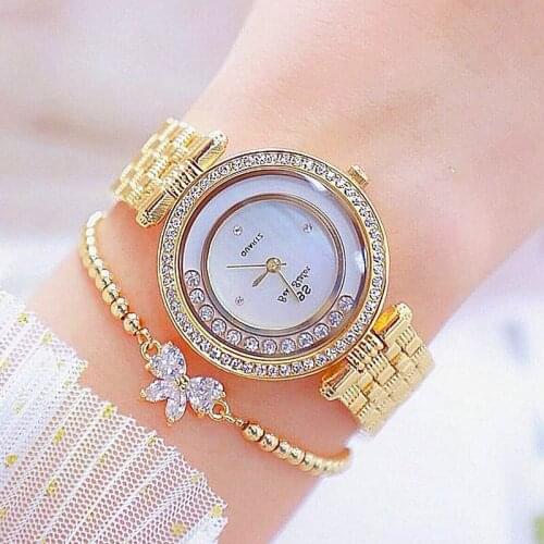 Ladies Wrist Watches 2020 Luxury Brand Dress Diamond Female Wrist Watch Elegant Gold Bracelet Watch Women Montre Femme 2021