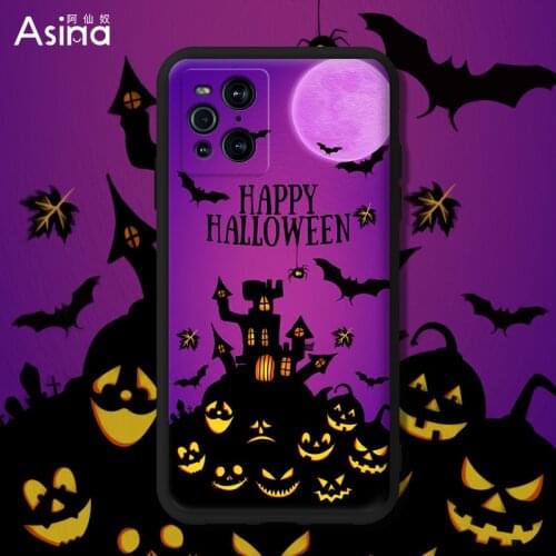 ASINA Liquid Silicone Case For Find X3 X2 Lite Neo Cartoon Halloween Cover For OPPO Reno 6 5 4 3 2 Pro A94 A73 5G A92 A72 Capa