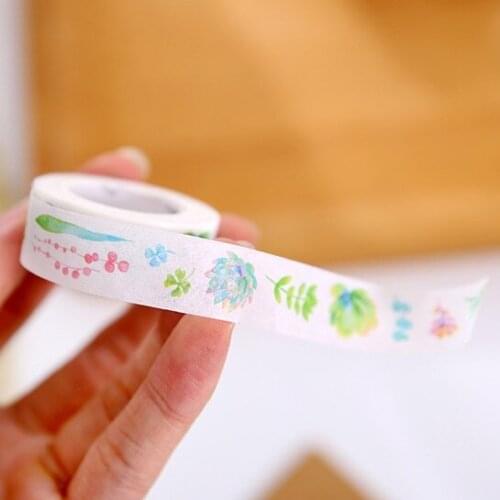 1.5cm 10m 1 pcs succulent plants design washi tape Adhesive DIY Scrapbook Sticker Label Masking home decor