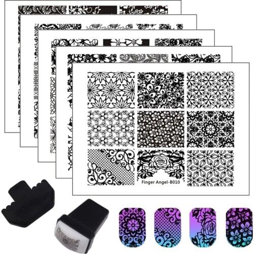 Nail Art 10Pcs Stamping Plate + 1Pcs Silicone Stamper Template Image Plates Nail Stamp Plate