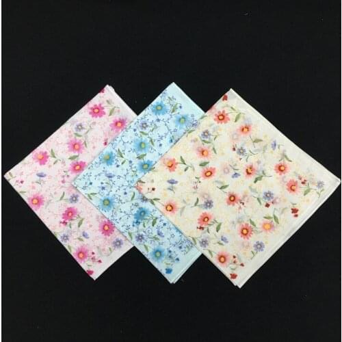 12PCS 43 * 43CM 60S Japanese Korean Cotton Chrysanthemum Print Ladies Handkerchief Small Square