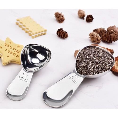 15/30ml Stainless Steel Measuring Spoon Scoop Kitchen Measuring Tool for Cake Coffee Measuring Spoons 2 Size measuring spoon