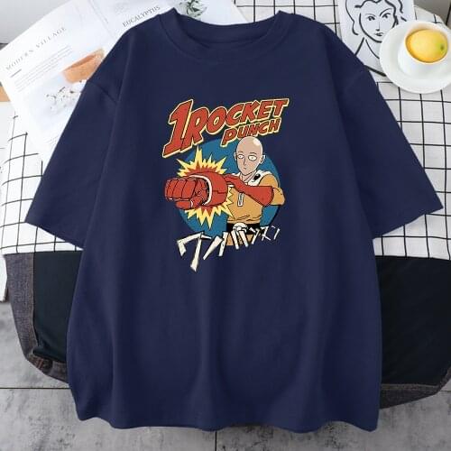 1Rpcket Puncn Japan Anime Tees Womens Harajuku Trendy T-Shirt Korean Style Loose Tshirts Street Fashion Womens T Shirt 2021