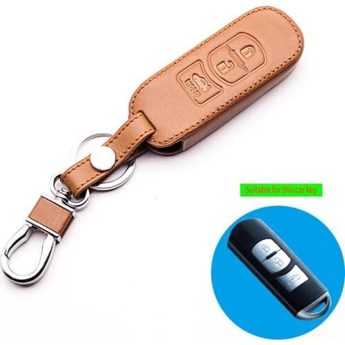 2017 Car-cover genuine leather car key cover for Mazda 3 MX5 Mazda CX 5 CX - 5 cx-7 cx-9 , 3 Button smart key starline a91