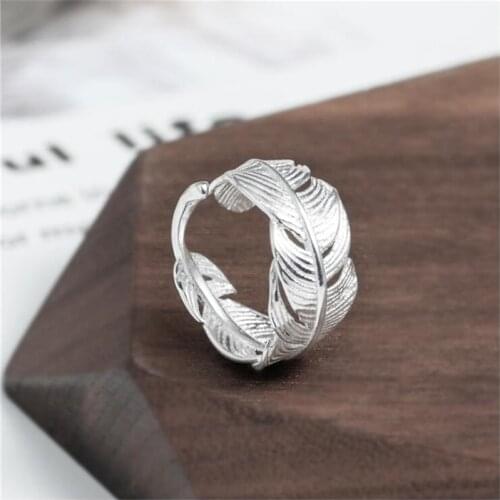 2021 Hot New Open Feather Ring Adjustable Size Girl Jewelry Fashion Tide Flow High Quality Jewelry For Woman and Girls Gift