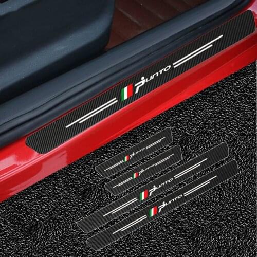 4pcs Car Door Sill Protectore Carbon Fiber Sticker Accessories Anti Scratch Threshold Interior Auto Car-Styling For Fiat PUNTO