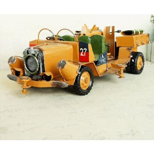 41cm Jungle Chariot Model Handmade Figurines For Home Decoration KIds Toys Tinplate Car Ornament Decoration Crafts Birthday Gift