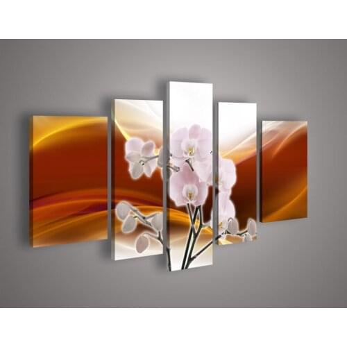 5 Panel Wall Art No Framed Modern Abstract Acrylic Flower Red Orange Orchid Oil Painting On Canvas Hand Painted Prints