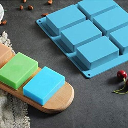 6 Cavity Rectangle Silicone Soap Mold DIY Making Homemade Cake Mould Handmade Soap Making Craft for Home Bathroom Soap
