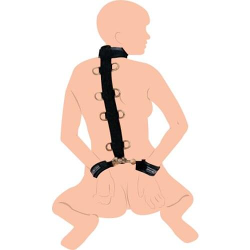 BDSM Neck and Wrist Bondage Restraint, Hand Cuffs Connect with Neck Collar,Role Play System Accessories For Adult Games