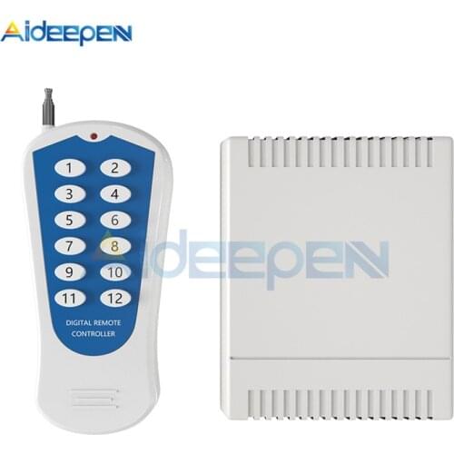 DC 12V 12 Channel Wireless RF Remote Control Switch Transmitter + Receiver Relay Module 315MHz 800M Momentary/Toggle/Latch