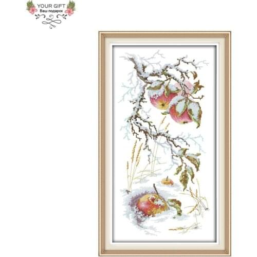 Joy Sunday Apple Tree Home Decor J322 Stamped Counted Apple In The Snow Animal Needlepoints Cross Stitch Kit