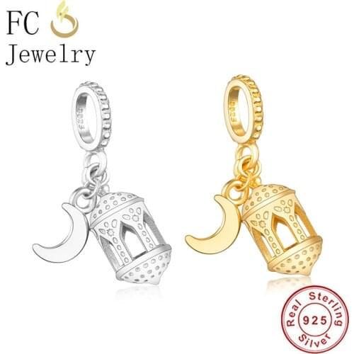FC Jewelry Fit Original Pandora Charm Bracelet 925 Silver Gold Color Castle Moon Cage Pendant Bead Women Making Berloque 2020