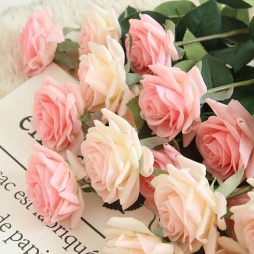 Artificial Silk Rose Flower Fake Floral Real Touch Roses For Wedding Decorative Bouquet Home Party Display Flores Wreath