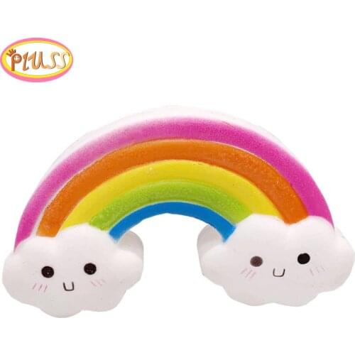 Jumbo Kawaii Smiley Rainbow Squishy Slow Rising Simulation Bread Cake Squishies Soft Scented Stress Relief Squeeze Toys For Kids