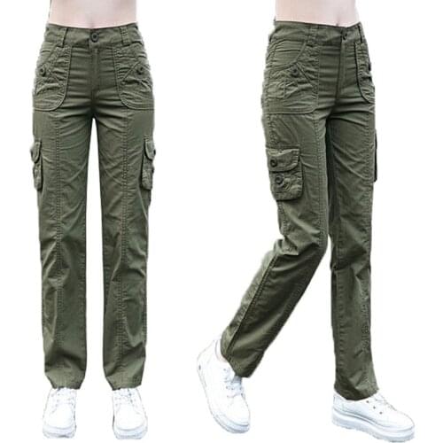 Overalls Womens 2021 Spring Autumn New Wild Korean Loose Straight High Waist Army Pants Casual Pants Female Trousers D1013