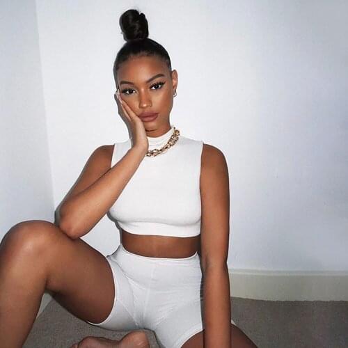 Compression Sleeveless Crop Top Solid Pants 2 Piece Set Women Exercise Clothing For Women Gym Sets Sport Yoga Outfits