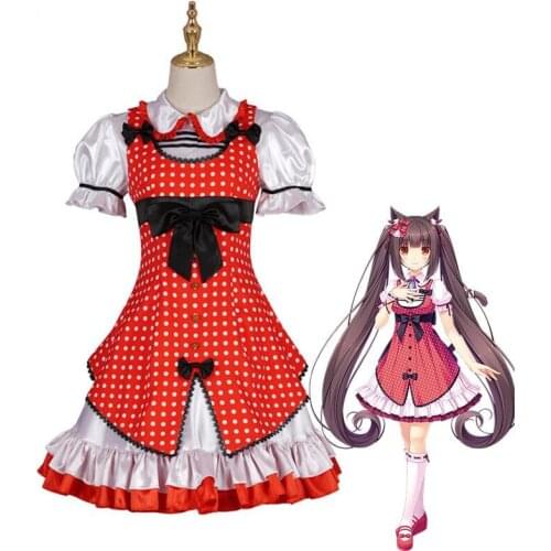 Anime Nekopara Chocola Cosplay Costumes Japanese Uniform Maid Cat Dresses Skirts Girls Women Wig Shoes Disfraz Outfits Halloween