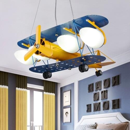 Creative Retro Childrens Aircraft Pendant Light Modern Plane Led Hanging Lamp Bedroom Boy Room Kids Cartoon Fixtures Home Decor