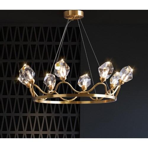 American Crown Copper Led G9 Chandelier Living Room Luxury K9 Crystal Chandelier Lighting Adjustable Cable Hanging Lamp Fixtures