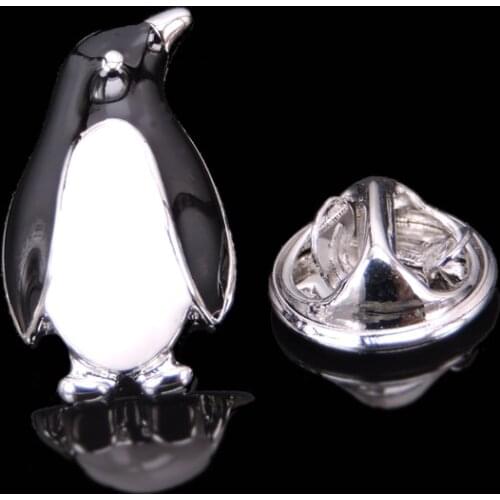 Cute little animal black and white Penguin Brooch mens Lapel Pin clothing backpack badge mens and womens fashion jewelry
