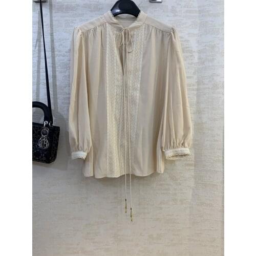 Fashion 2021 new ladies long sleeve sexy casual silk printed shirt 0108