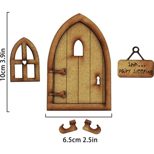 DIY Wooden Fairy Elf Door Craft Kit Christmas Door Decoration Vintage Miniature Fairy Garden Decor Dollhouse Accessories Gift
