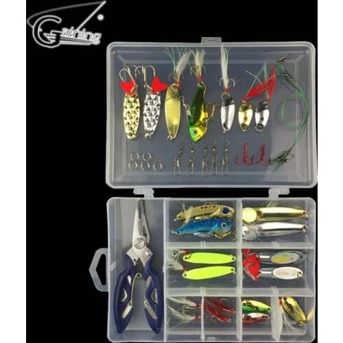 Fishing Lure Kit Mixed Colors Fishing Lures Spoon Bait Set Metal Lure Kit Sequins DD Fishing Lures with Box Fishing Tackle
