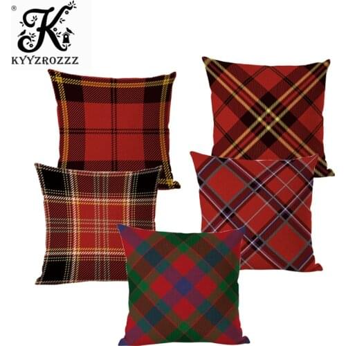 Stripe Red Check Series Cushion Cover Square Sofa Home Hotel Decoration Pillowcase