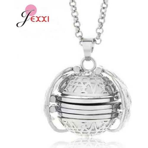 Retro 925 Sterling Silver Pendant Necklaces Jewellery Magic 4 Photos Memory Locket Multi-layers Angle Wings Opening Charms