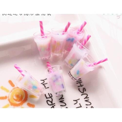 Polymer clay filling Milk tea cup Resin Flat back Cabochon imitation food Decoration Charm Crafts Key chain pendant earrings