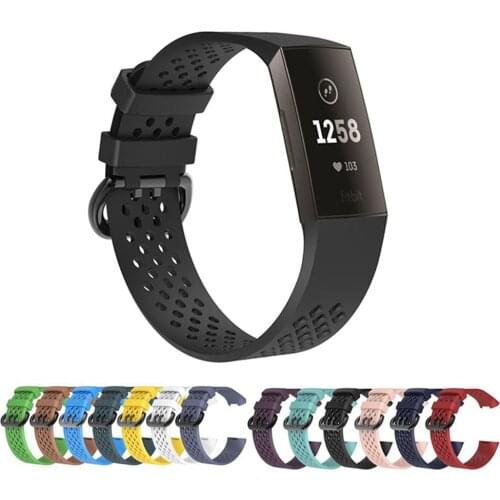 For Fitbit Charge 3/Charge 4 Straps, Sport Breathable Silicone Bracelet Strap Band for Fitbit Charge 3