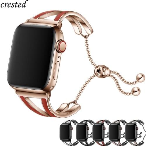 Women strap for Apple watch band 40mm 44mm Stainless steel metal belt correas bracelet iWatch band 38mm 42mm series 3 4 5 se 6