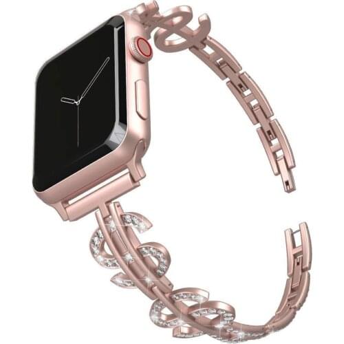 Luxury Stainless Steel Metal Strap for Apple Watch Band 44mm 42mm 40mm 38mm Diamond Strap for iWatch 4 3 2 1 Watch Accessories