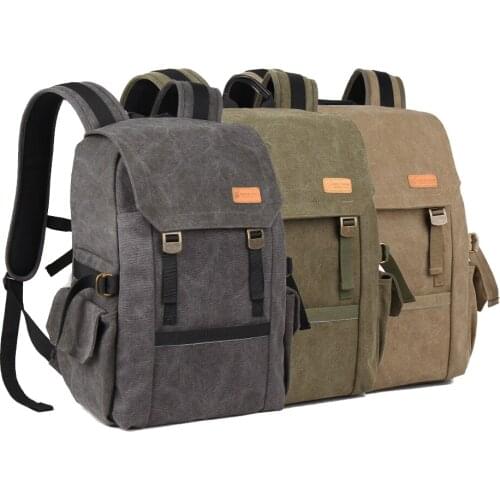 Besnfoto BFT-1401 DSLR Backpack Waterproof Canvas Fashion Camera Bag Anti-Shock Durable Wear-Resisting For Hiking Traveling