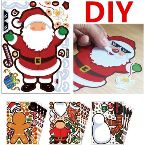 Merry Christmas Santa Snowman Elk Tree DIY Stickers Christmas Decorations for Home Navidad Ornaments 2022 New Year Kids Gifts