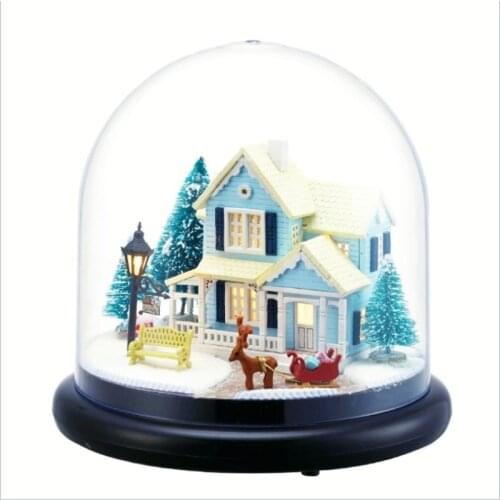 DIY Nordic Fairy Tale Glass Ball Kits Dollhouse Winter House Snow Wooden Handmade Kids Craft Miniature Home Decor Assemble Toys