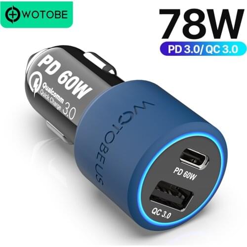 USB C PD 60W Car Charge QC3.0 18W 2 port 78W for laptops Macbook iPhone Samsung MateBook xiaomi LG gram lenovo Think Pad XPS hp