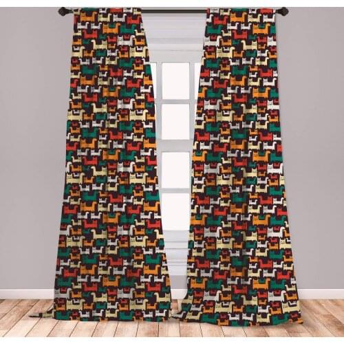 Cats Curtain for Kids Rooms Cartoon Style Funny Kittens in Lively Colors Domestic Feline Animal Pets Composition Window Drapes
