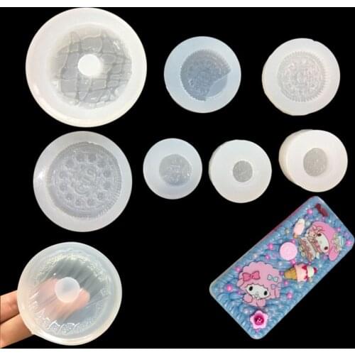 Mirror biscuit silicone mold DIY clay cream dripping glue UV glue eating and playing mobile phone shell accessories