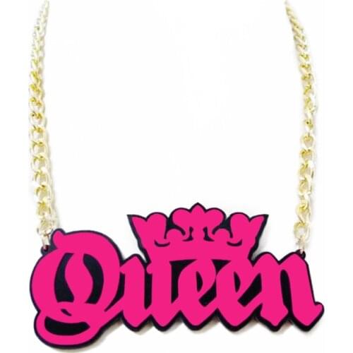 New Fashion Cool Rose Letter "QUEEN"Pendants & Necklaces For Women stage show Hiphop Big Statement Necklace Brand Jewelry N18005
