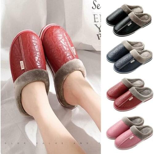 Winter Mens Womens Warm Home Slippers Indoor Flats Comfy House Shoes Home Cotton Slippers Women Winter Lovers Waterproof