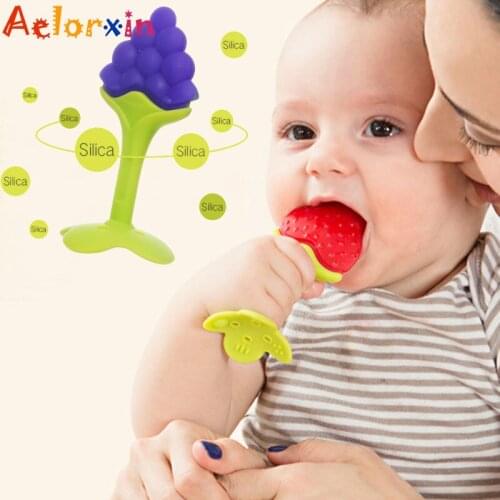 Baby Teether Safety Silicone Fruit Teethers For Baby Infant Kids Chew Tooth Toys Baby Dental Care Strengthening Tooth Training