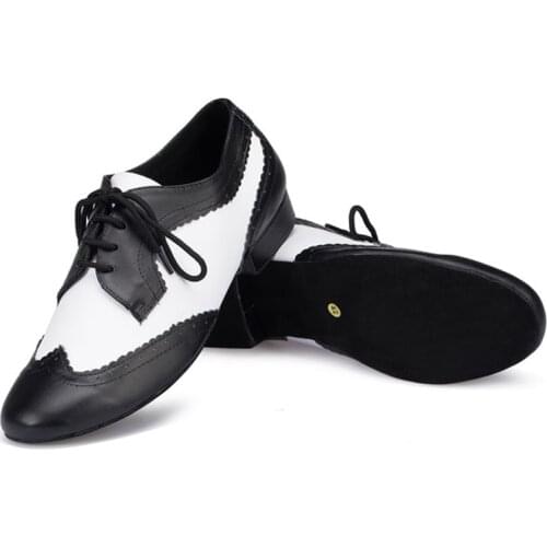 Men Party Ballroom Latin Modern Salsa Dance Shoes New Adult GENUINE Leather Jazz Tango Rumba Dance Heels Shoes US7.5-11