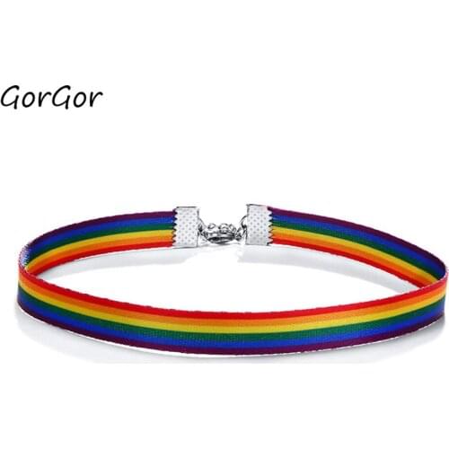 GorGor Necklace Women Stainless Stee Snap Colored Ribbon Short Used for Hand Strap Simplicity Temperament Accessories PPN-051